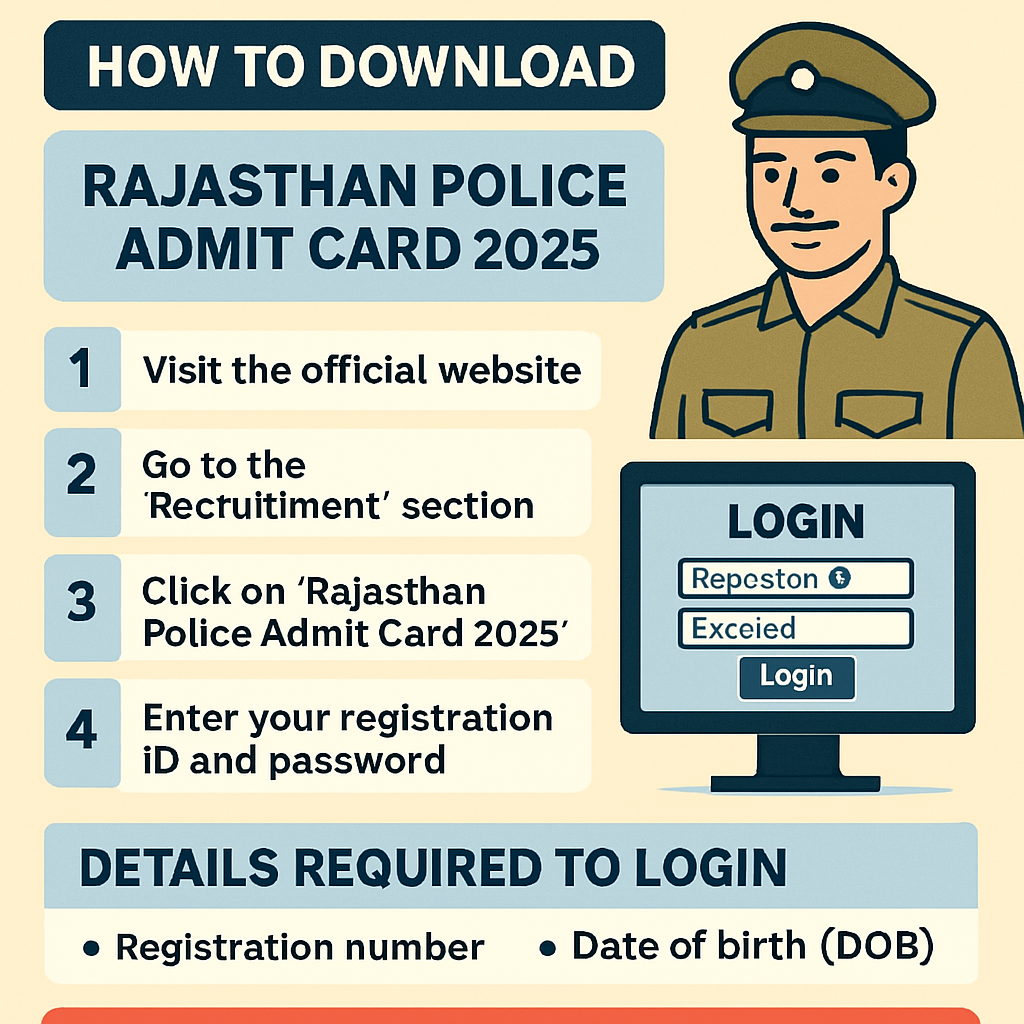 Rajasthan Police Admit Card 2025 download button with animation for candidates to get admit card onlin
